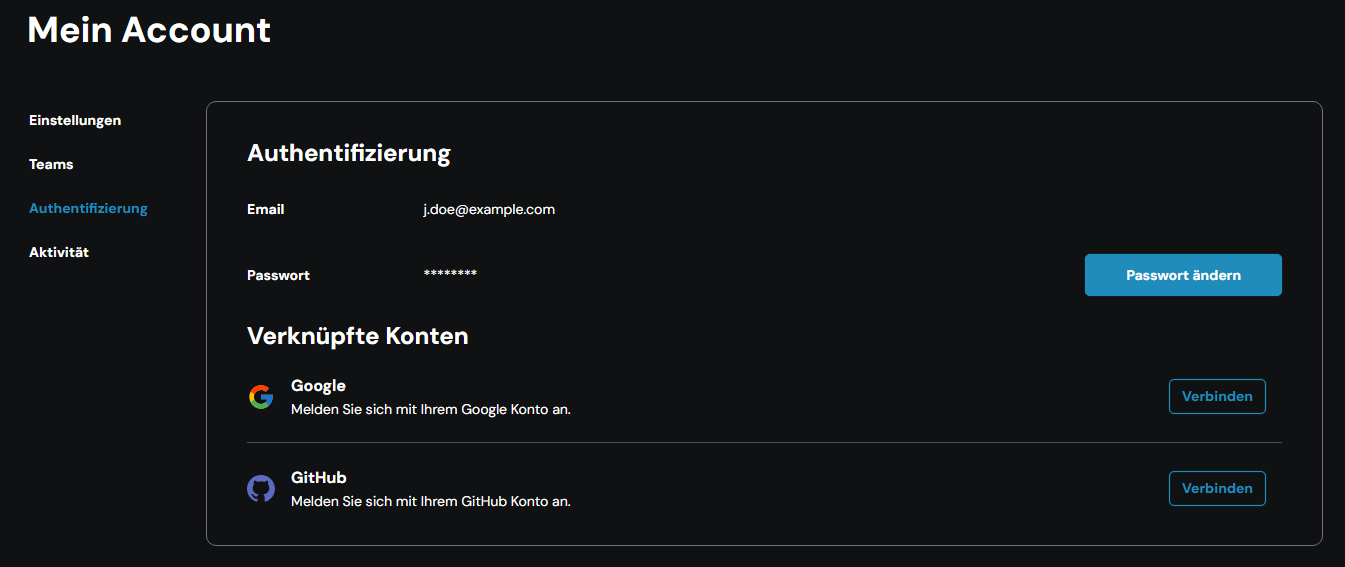 Übersicht der Anmeldemethoden