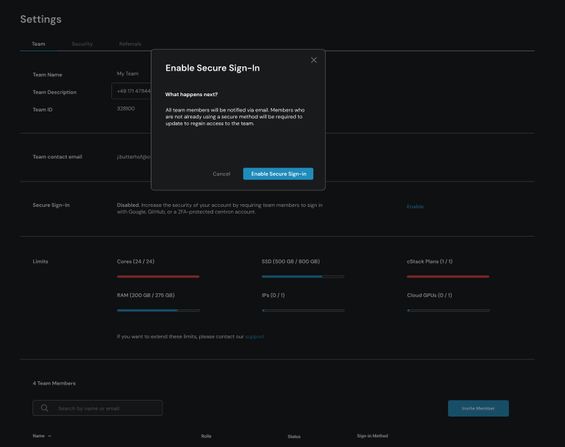 Sichere Anmeldung aktivieren