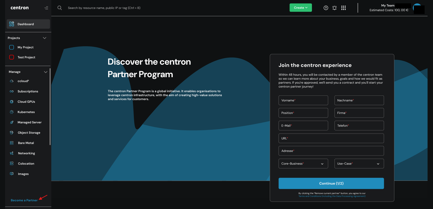 Navigationsbereich: Channel Partner werden