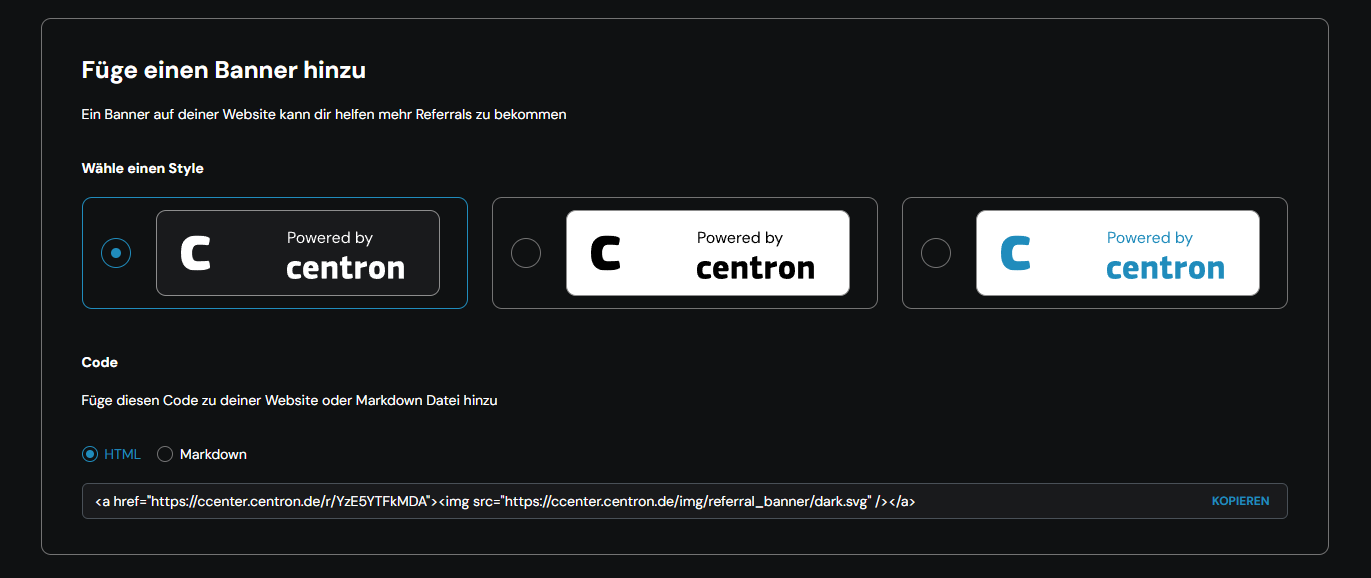 centrons Empfehlungs-Badges