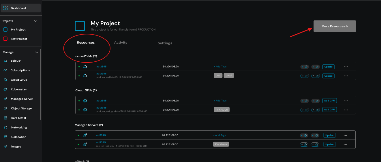 Move Resources Button