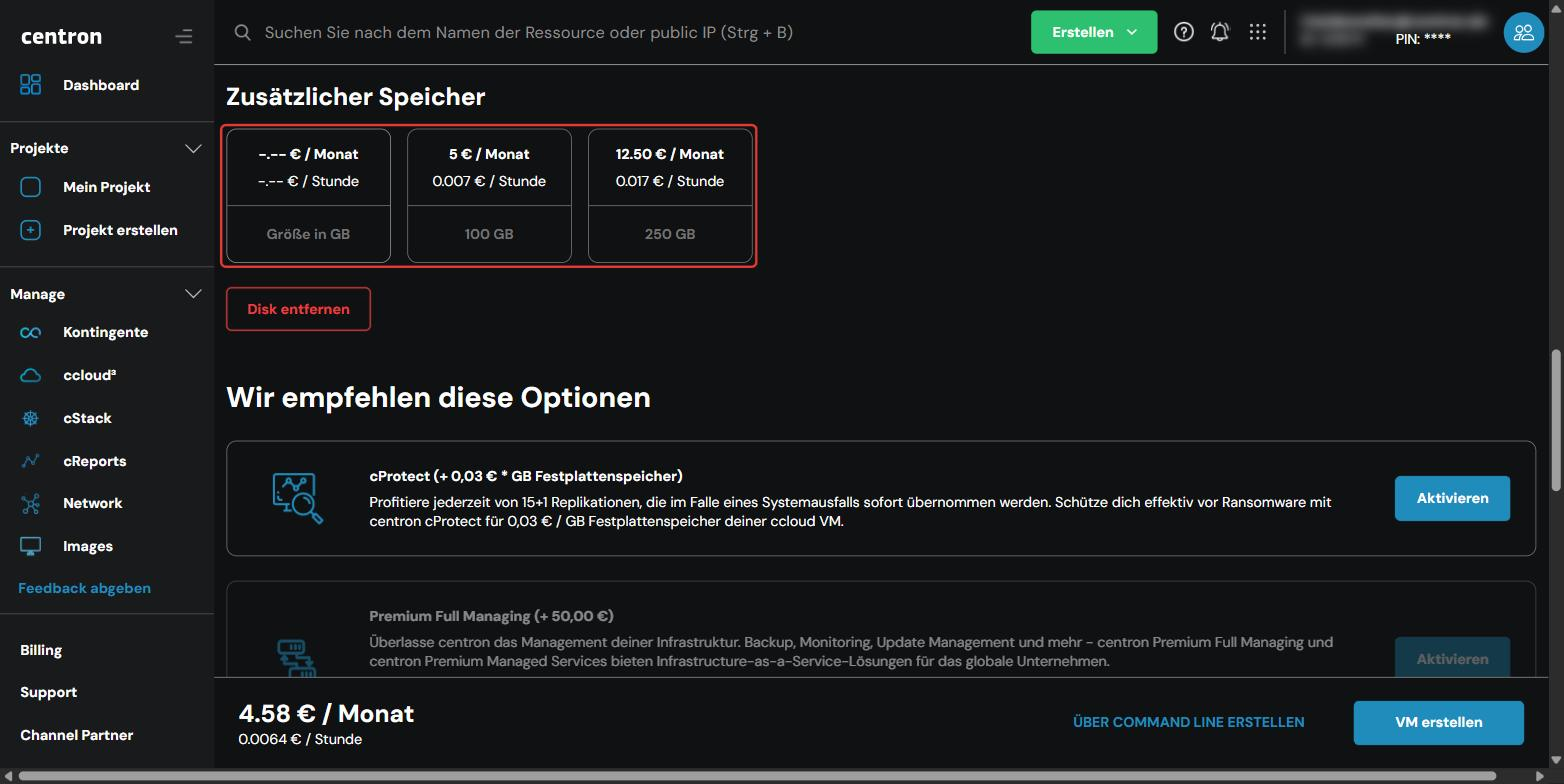 Selection of an additional disk