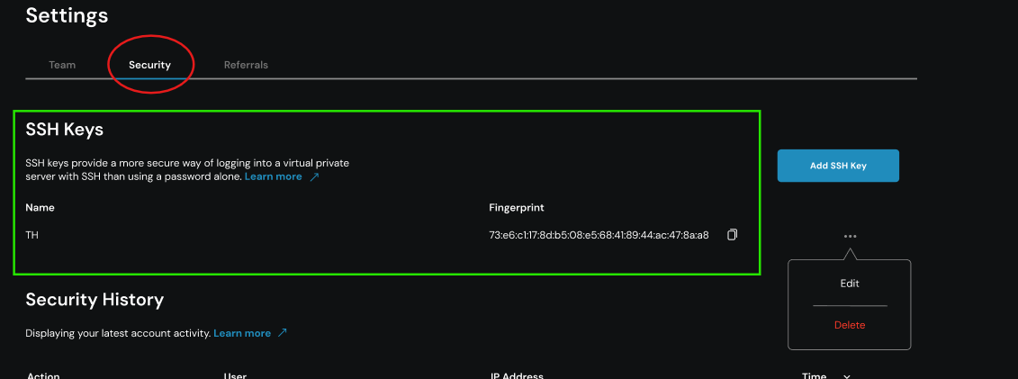 SSH Keys Übersicht