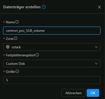 Volumes erstellen